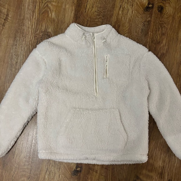 Harlow Sweaters - harlow white sherpa cinch waist quarter zip pullover